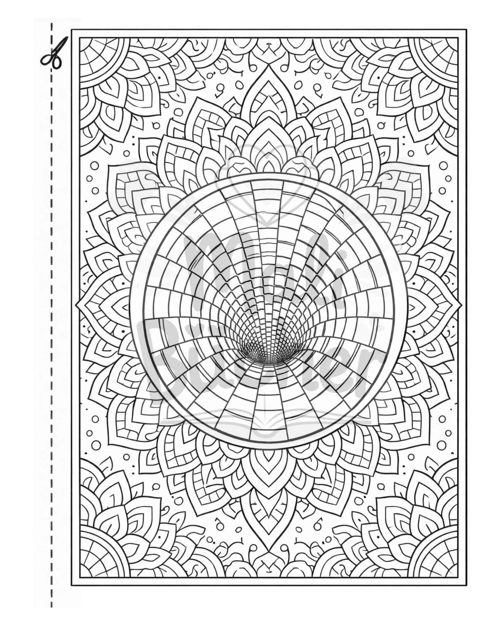 3D Mandala Ausmalbild für Kinder ab 8 Jahren