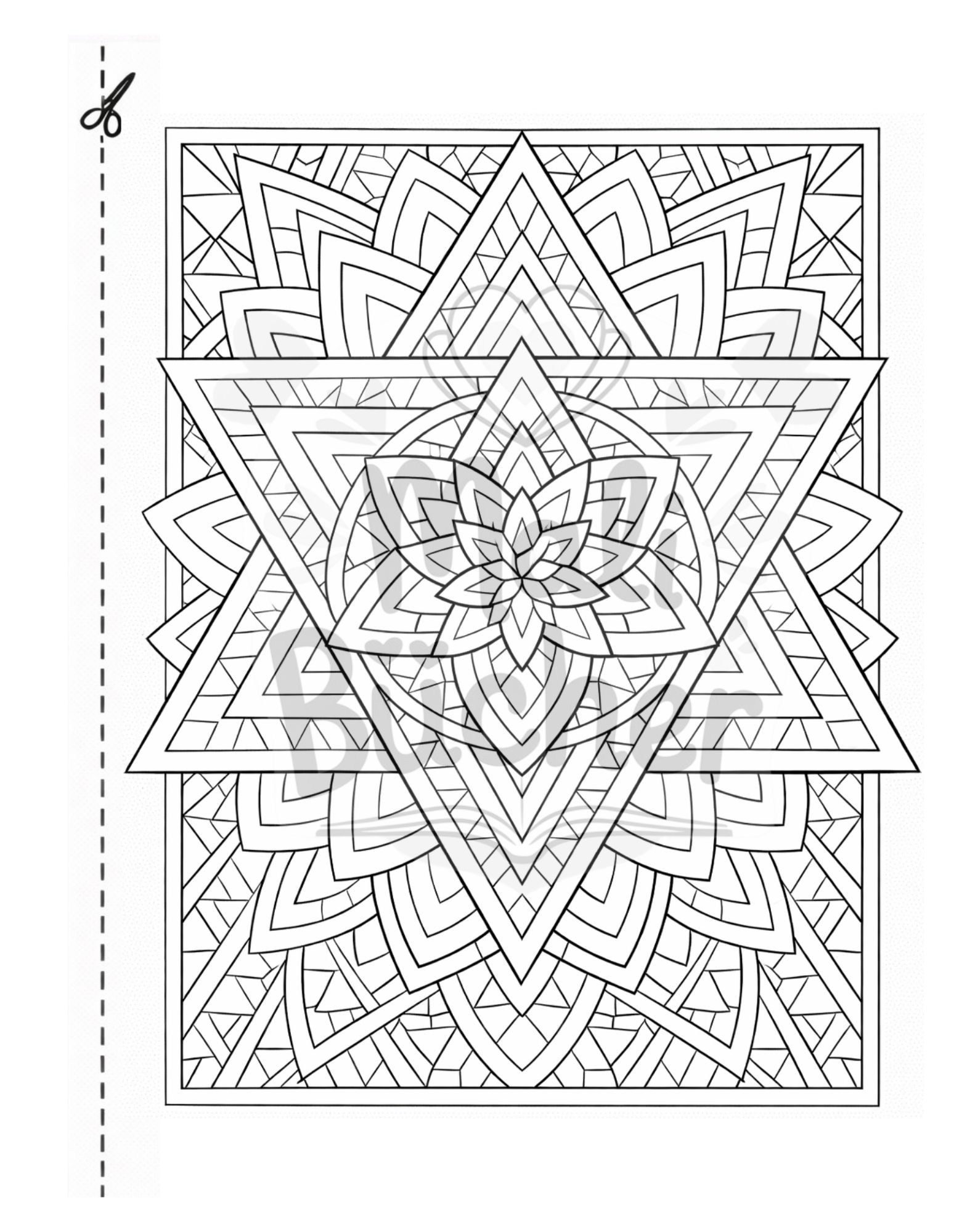 Geometrie Mandala Ausmalbild für Kinder ab 8 Jahren