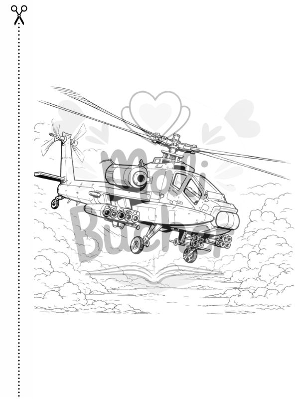 Hubschrauber Ausmalbild aus dem Action-Ausmalbuch