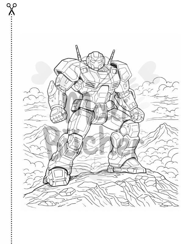 Roboter Ausmalbild aus dem Action-Ausmalbuch