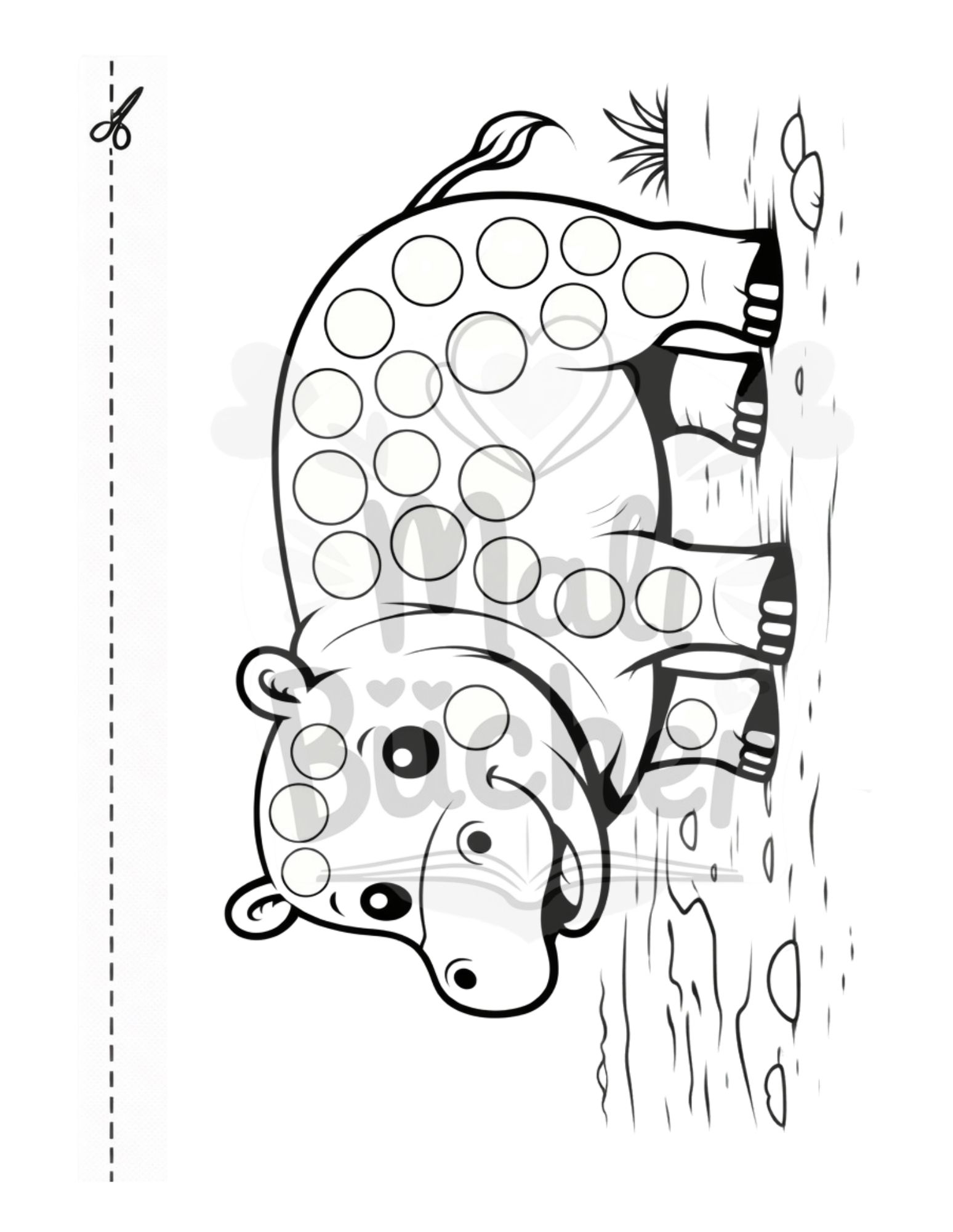 Flusspferd Fingerfarben Ausmalbild für Kleinkinder