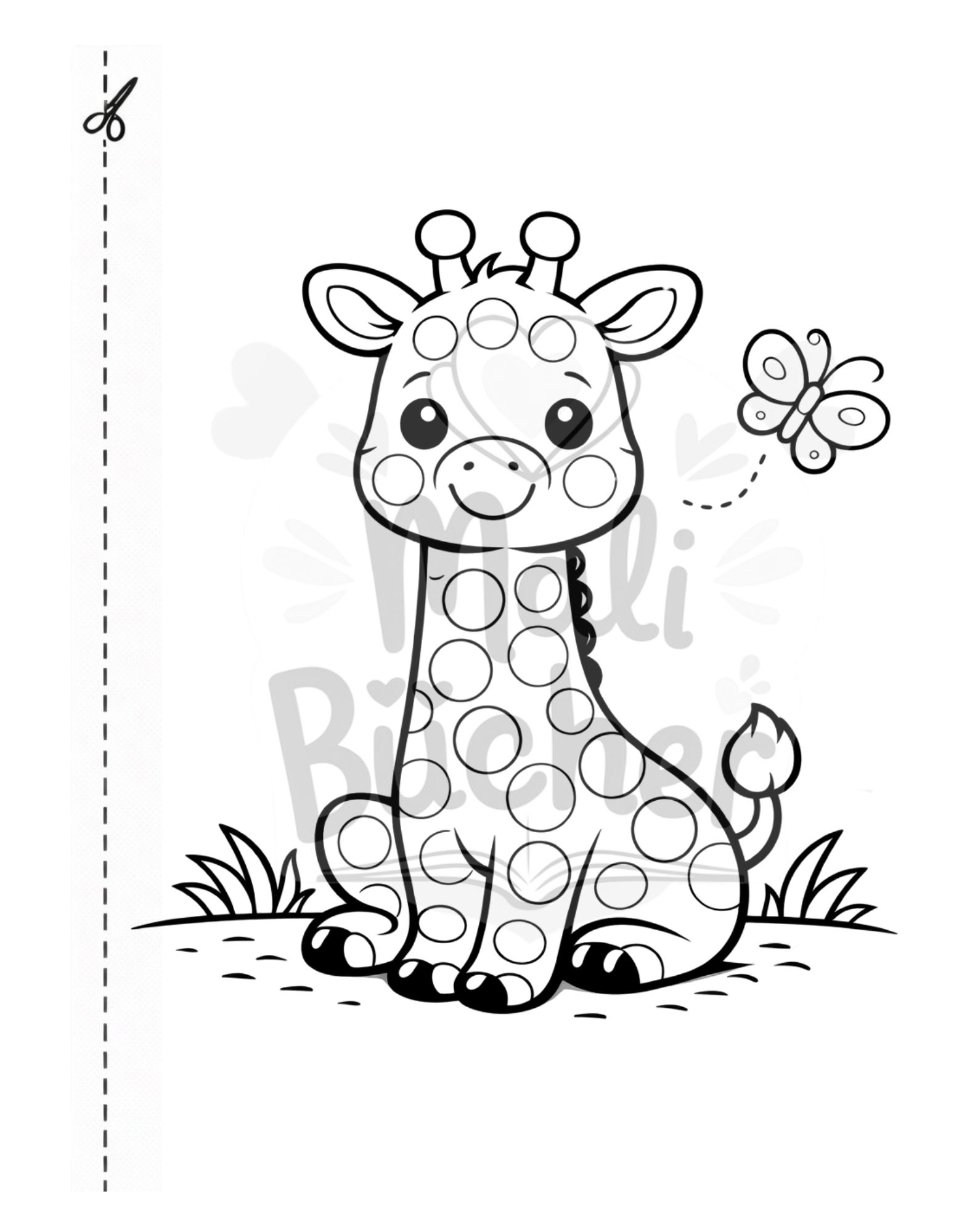 Giraffe Fingerfarben Ausmalbild für Kleinkinder