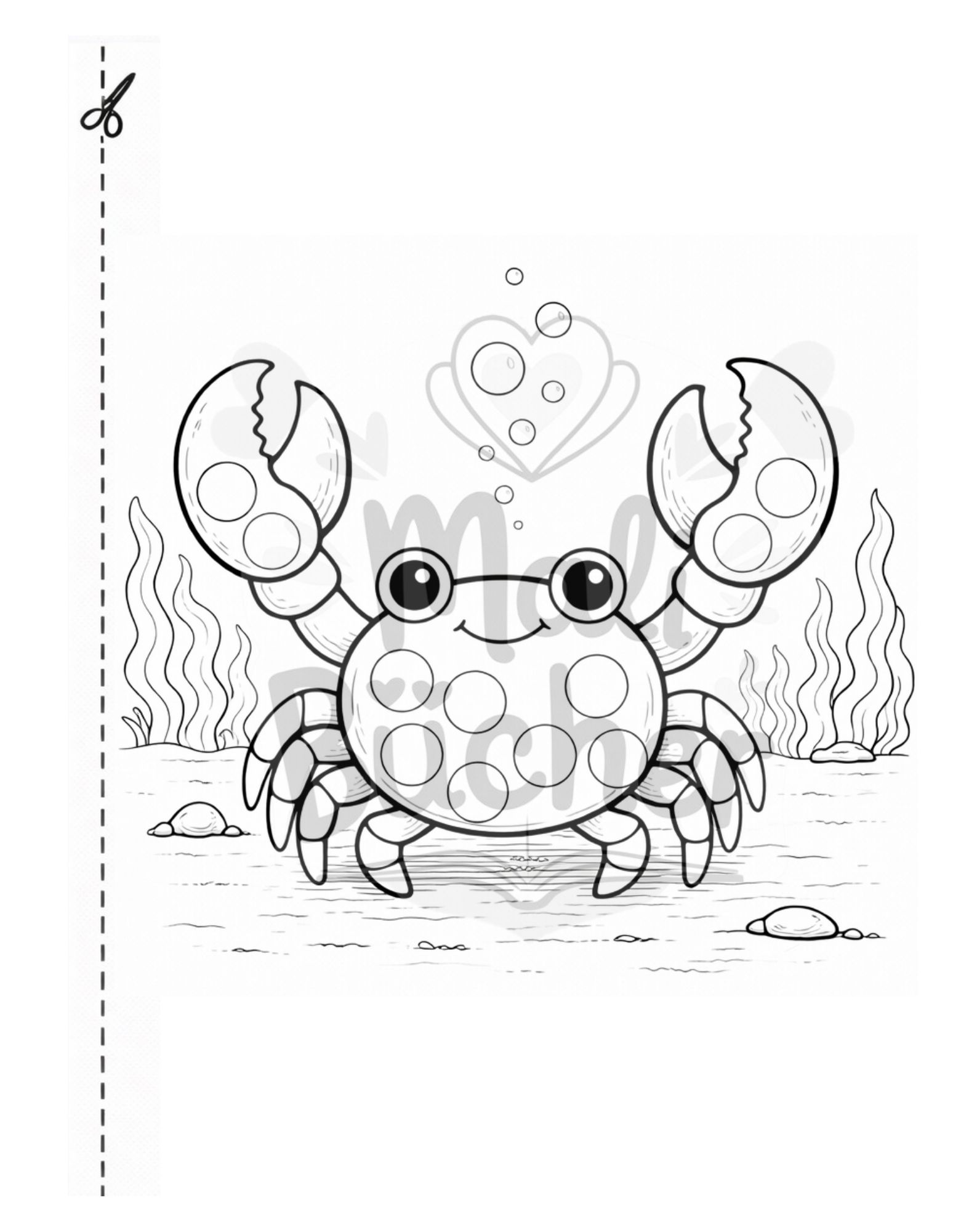 Krebs Fingerfarben Ausmalbild für Kleinkinder