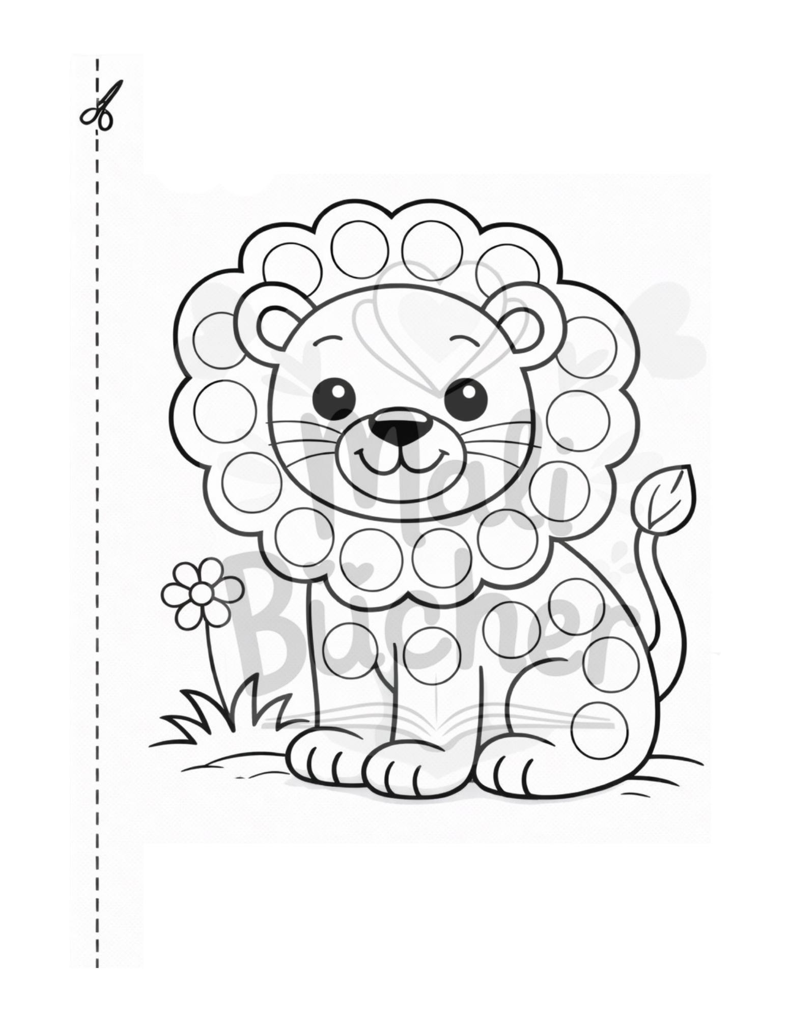 Löwe Fingerfarben Ausmalbild für Kleinkinder