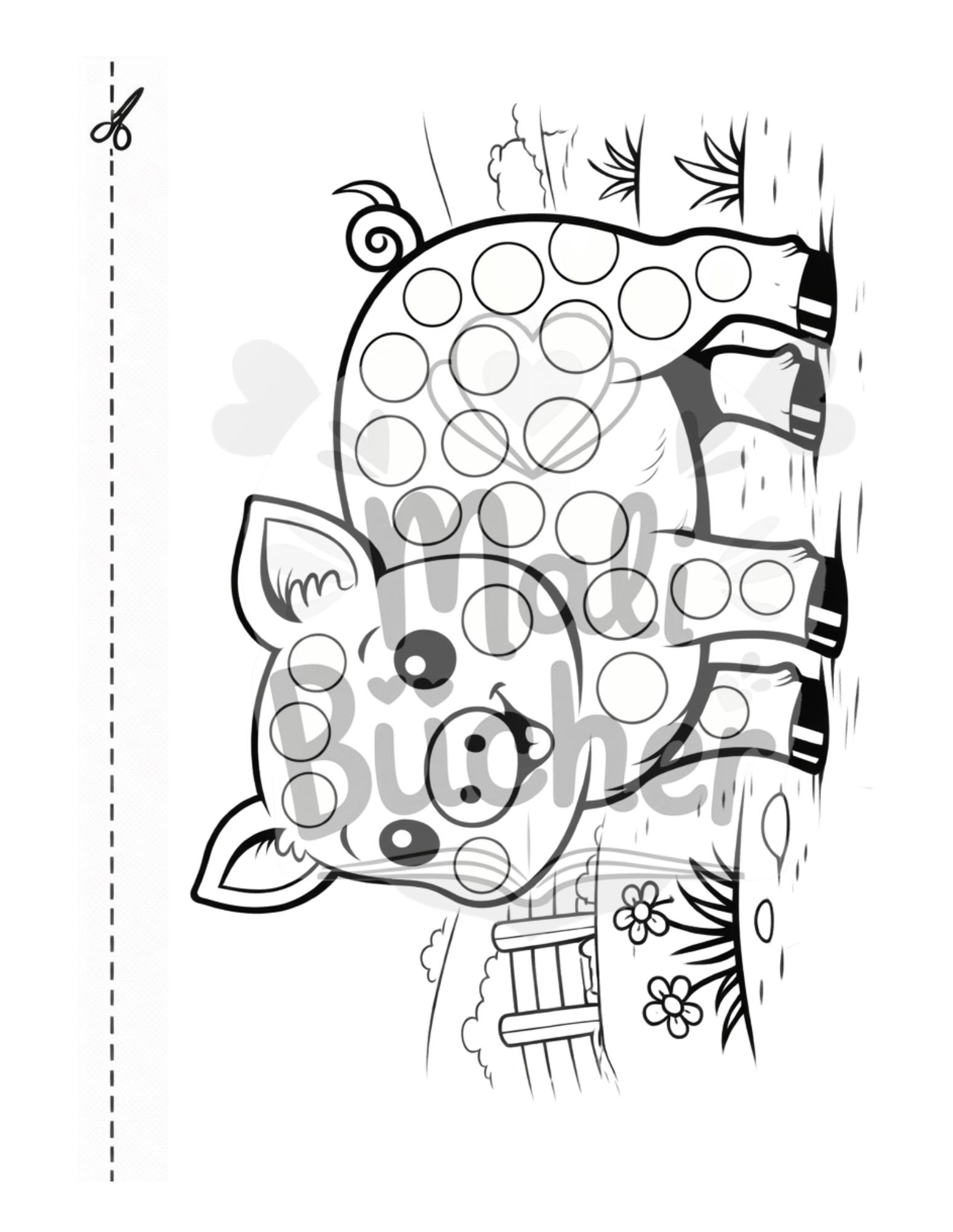 Schwein Fingerfarben Ausmalbild für Kleinkinder