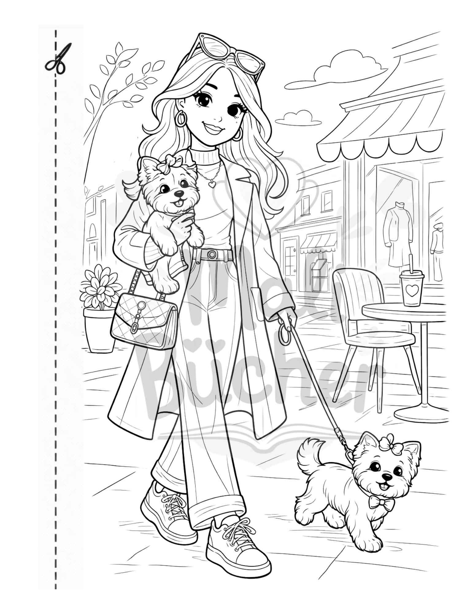 It-Girl Mädchen Ausmalbild modernes Malbuch für coole Mädchen