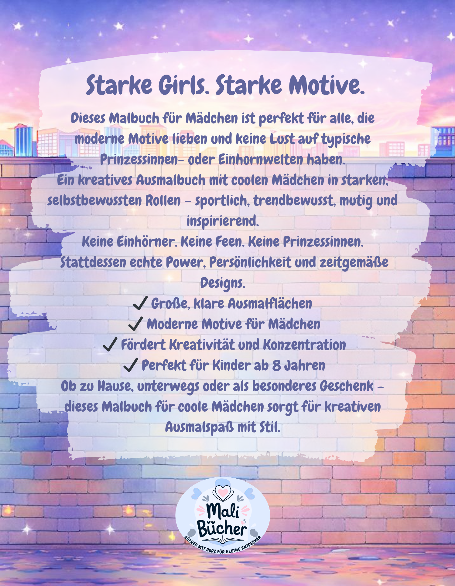 Rückseite Coole Mädchen Malbuch