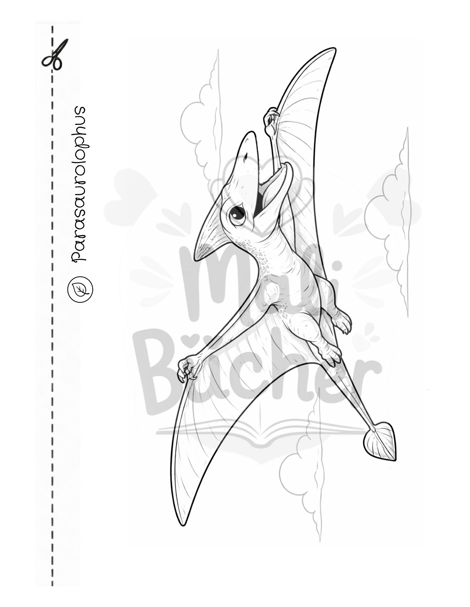 Parasaurolophus Ausmalbild aus dem Dinosaurier Malbuch für Kinder