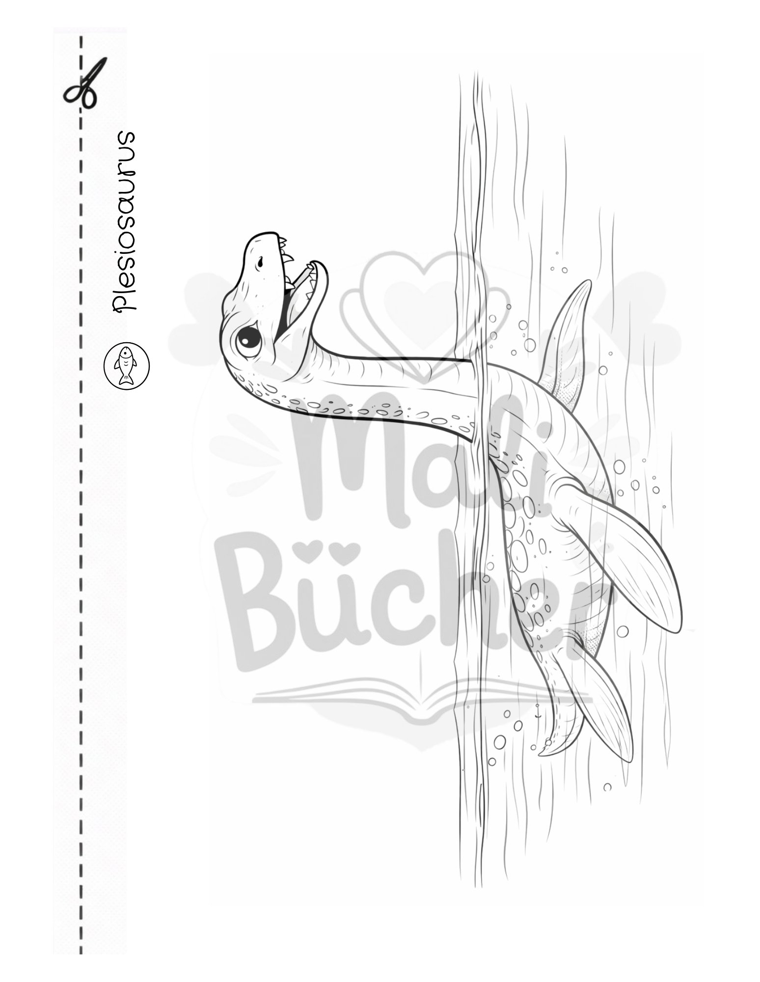 Plesiosaurus Ausmalbild aus dem Dinosaurier Malbuch für Kinder