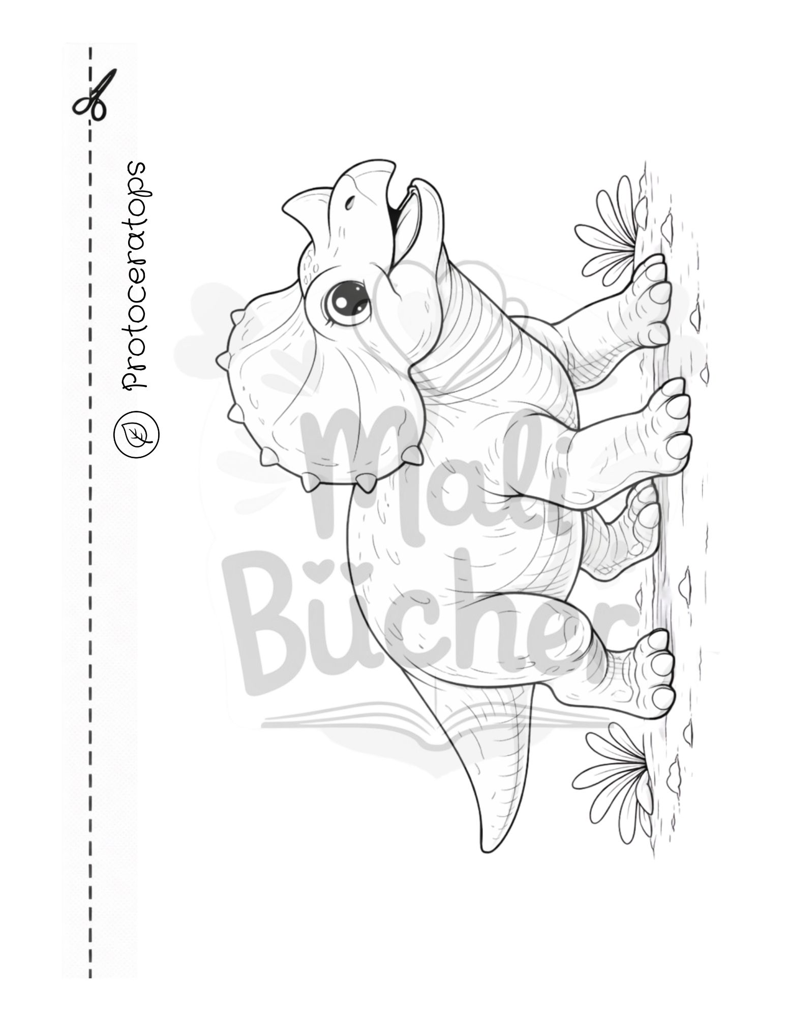 Protoceratops Ausmalbild aus dem Dinosaurier Malbuch für Kinder