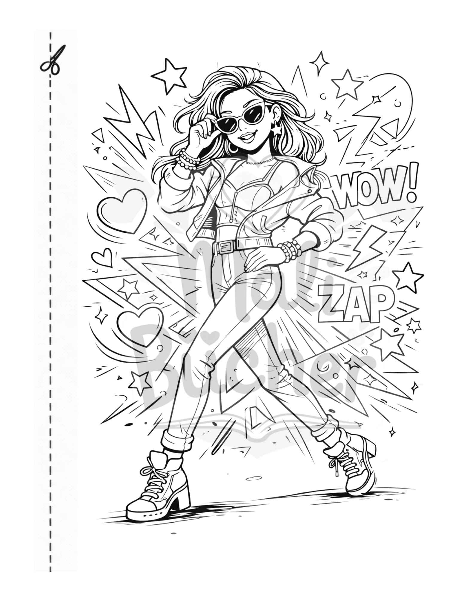 Prominentes Mädchen Ausmalbild modernes Malbuch für coole Mädchen